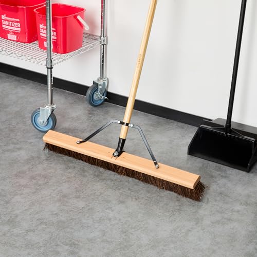 Restaurantware-BROOM HEAD ONLY: Clean Tek Professional 30-Inch Indoor Broom Head, 1 Heavy-Duty Push Cleaning Tool - Handle And Brace Sold Separately, Palmyra Bristles, Wooden, Outdoor Use - size: 30", style: Wood, with Palmyra Unflagged Bristles