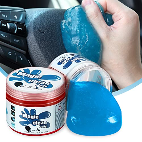 Auto Dynasty 2024 Universal Home/Office Keyboard/Interior Car Air Vent Auto Detailing Slime Cleaner Dust Cleaning Gel Putty Jelly, Pack of 2, Red and Blue - color: Red+Blue, size: 2 Pack