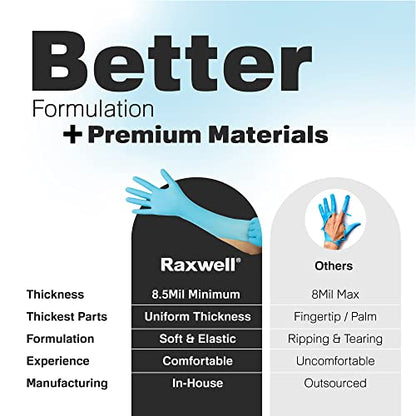 Raxwell Disposable Nitrile Gloves - Heavy Duty Cleaning Gloves - Elbow-Length Dishwashing & Kitchen Use - Chemical Resistant - size: Medium, style: 50 Count