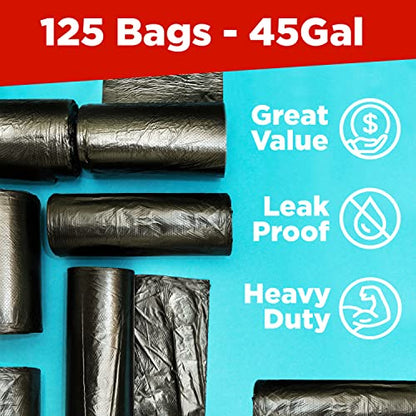 Toughbag 40-45 Gallon Trash Bags Heavy Duty (125 Count) - 39, 40, 42, 44 Gallon Trash Bags for Contractors, Commercial, Home, Kitchen - Made in USA - size: 125 Count (Pack of 1)