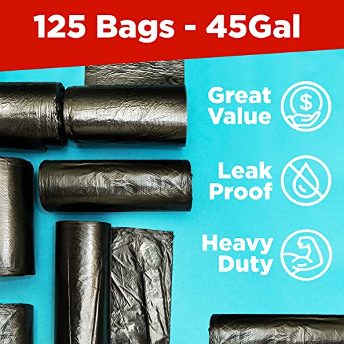 Toughbag 40-45 Gallon Trash Bags Heavy Duty (125 Count) - 39, 40, 42, 44 Gallon Trash Bags for Contractors, Commercial, Home, Kitchen - Made in USA - size: 125 Count (Pack of 1)