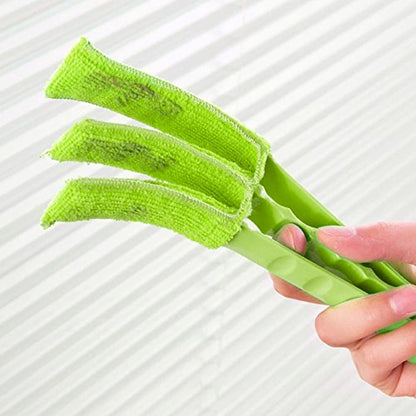 SENHAI Duster, Set of 2 Microfiber Cleaner Brush for Window Blinds, Air Conditioner, Vent, with 2 Extra Sleeves, Blue & Green, ABS Material