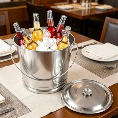 15Qt/3.7Gal Stainless Steel Bucket Milk Metal Pail Ice Bucket Compost Bin | Compost Bucket Milk Pail Scrap Slop Food Waste Garbage Pails Kitchen Farms Kennels with Lid and Handle - size: 14L/14.8 Qt/3.7Gal:11.81*11.81*11.81 inch