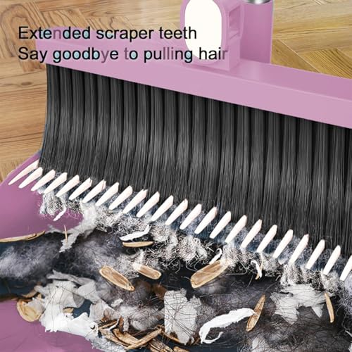 180° Rotatable Broom with Dustpan Combo Set, Buckle Standing Dust Pans with Scraping Teeth, Long Handle Brooms for Sweeping Indoor, Stand-Up Storage Saving Space, Cleaning Supplies, Home Essentials