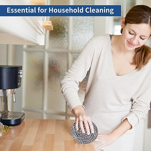 Stainless Steel Scrubber Scrubbing Scouring Pad Sponges Clean Pot Pan and Steel Wool for Kitchen Bathroom (10Pcs Metal Scrubber) - size: 10Pcs Metal Scrubber