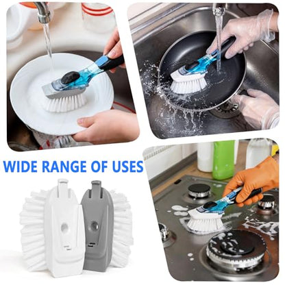 Dish Brush Refills, Dish Scrubber Replacement Heads Compatible with OXO Soap Dispensing Dish Brush, Nylon Bristles with Built-in Scraper, Suitable for Non-Stick Cookware, 2 Pack - color: 2 Pack, White