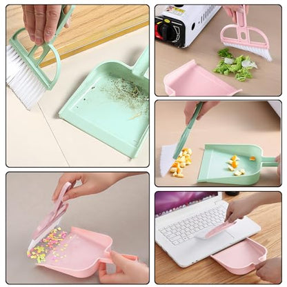Mini Dustpan and Brush Set, Portable Exquisite Pet Waste Cleaning Kit, Hamster Sand Scooper Cage Cleaning Tool for Small Pets Guinea Pigs Hedgehogs Hamsters Chinchillas Rabbits (Green) - color: green