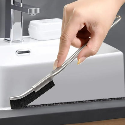 1 Piece Stainless Steel Handle Gap Cleaning Brush Window Door Floor Tile Groove Hard Nylon Brush Multifunction Bathroom Kitchen Cleaning Tools, 25cm