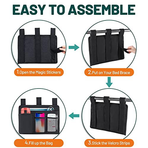 AKAYOK Bedside Caddy Organizer - Bed Organizer Caddy for Remotes Control Phone Glasses Magazines Tablets Accessories - Wheelchair Bag for Hospital Home Office Dorm Room (4 pocket) - size: 4 pocket