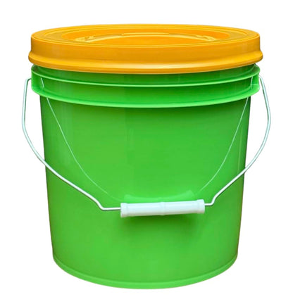 House Naturals 2 Gallon Food Grade - BPA Free Made in USA Buckets Lime Color pails with Screw On Gasket Lids (1, Lime - Orange lids) - color: Lime - Orange Lids
