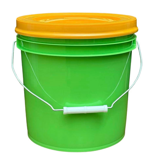 House Naturals 2 Gallon Food Grade - BPA Free Made in USA Buckets Lime Color pails with Screw On Gasket Lids (1, Lime - Orange lids) - color: Lime - Orange Lids