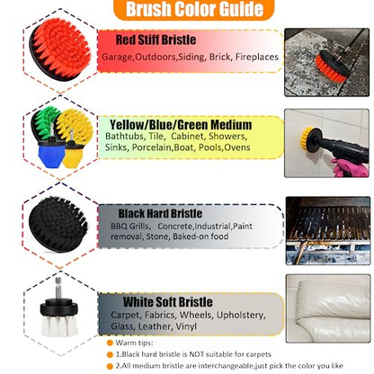 30Pcs Drill Brush Attachment Set,Drill Scrubber Brush Kit Include Scrub Pads, Sponge, Extend Attachment, Drill Cleaning Brush Attachment Set for Bathroom, Tub, Tile, Corner, Floor, Grout, Boat - style: 30pcs