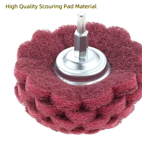 dophee 6Pcs Scouring Pads Non Woven Abrasive Drill Polishing Cleaning Kit 1/4" Shank Half Ball Shape Buffing Wheel, 3 120# Green and 3 400# Red - style: 120# 400#