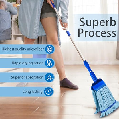 10-Pack Large Microfiber Tube Mop Refill Heads, 400 GSM, Commercial Wet Mop Replacement Heads, Thick Microfiber Fiber, Blue - size: 10 Pack