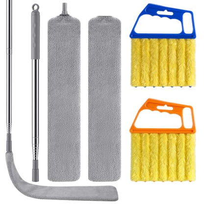 Retractable Gap Dust Cleaner Under Appliance Cleaning Tool,Window Blind Cleaner Duster Tool,4pcs Cleaning Tools Set for Under Appliances Furniture Fridge,Venetian Blinds, Air Conditioner Vents