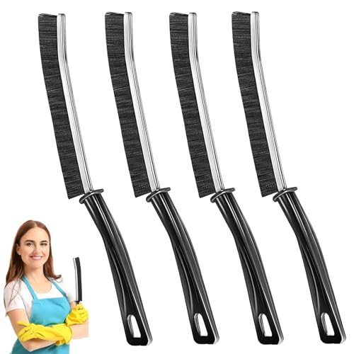 Crevice Cleaning Brush 4 Set-Narrow Gap Cleaning Brushes for Window, Bathroom, Kitchen, and Small Room, Hard-to-Reach Areas (Black) - color: Black