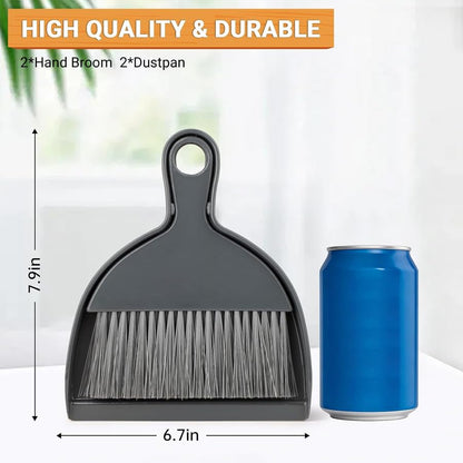 THINKLEARN 2PCS Small Dust Pan and Brush Set, Mini Broom Dustpan Kit | Portable Brush Dustpan Combo Set, Dark Gray Cleaning Supplies - color: Dark Grey
