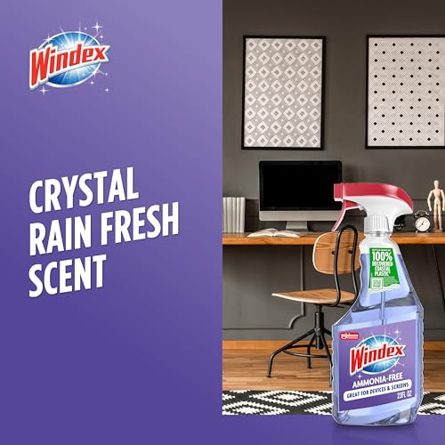 Windex Glass and Window Cleaner Spray Bottle, Ammonia Free, Packaging Designed to Prevent Leakage and Breaking, Surface Cleaning Spray, Crystal Rain Scent, 23 Fl Oz - size: 23 Fl Oz (Pack of 1)