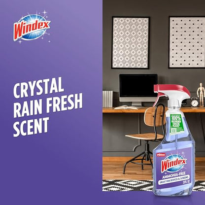 Windex Glass and Window Cleaner Spray Bottle, Ammonia Free, Packaging Designed to Prevent Leakage and Breaking, Surface Cleaning Spray, Crystal Rain Scent, 23 Fl Oz - size: 23 Fl Oz (Pack of 1)