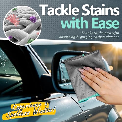 Airlab Microfiber Cleaning Cloth for Glass Cleaner Window Polishing Car Auto Detailing Lint Free Drying Dishes Kitchen Bathroom Magic Cleaning Cloths, Pack of 3, 12" x 12", Grey-Green - color: 12 X 12 Inch, Pack of 3, Grey-green