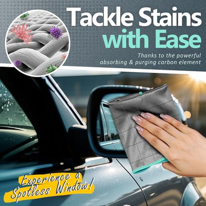 Airlab Microfiber Cleaning Cloth for Glass Cleaner Window Polishing Car Auto Detailing Lint Free Drying Dishes Kitchen Bathroom Magic Cleaning Cloths, Pack of 3, 12" x 12", Grey-Green - color: 12 X 12 Inch, Pack of 3, Grey-green