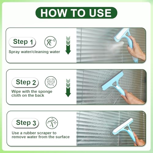 3 in 1 Window Cleaning Scraper, Window Squeegee with Sprayer, Window Cleaning Scraper for Windows, Walls, Car Windshields, Bathrooms, Kitchens, All-Purpose Window Cleaner Tool (Blue) - color: Std-blue