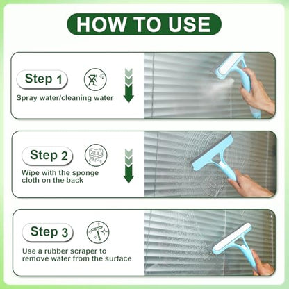 3 in 1 Window Cleaning Scraper, Window Squeegee with Sprayer, Window Cleaning Scraper for Windows, Walls, Car Windshields, Bathrooms, Kitchens, All-Purpose Window Cleaner Tool (Blue) - color: Std-blue