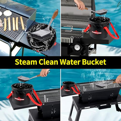 XUDAKAIXIN Grill Brush Collapsible Water Bucket for Grill Cleaning, Camping, and Outdoor Activities (Only Water Bucket No Grill Brush)-Black - style: XUDAKAIXIN Water Bucket