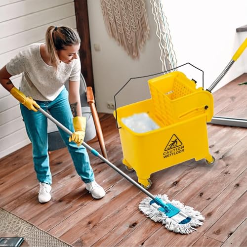 Commercial Mop Bucket on Wheels,Side Press Wringer Combo Mop Bucket,Heavy Duty & Commercial Janitorial Cart Spring Wringer on Wheels for Home & Industrial Cleaning for Business (1)