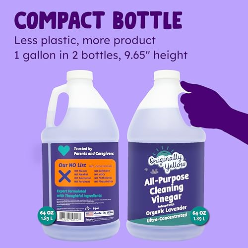 Originally Yellow Lavender White Vinegar For Cleaning Purpose | USA Made All Purpose Cleaner | Use as Glass, Kitchen & Floor Cleaner | Plant Derived Cleaning Vinegar 1 Gallon in 2 pack | 128 Oz - size: 64 Fl Oz (Pack of 2)