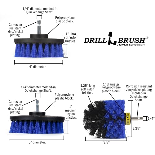 Pool Accessories - Cleaning Supplies - Drill Brush - 5 Piece Spin Brush Pool Cleaning Kit - Pool Supplies - Slide - Deck Brush - Hot Tub - Spa - Pond Liner - Pool Brush - Carpet Cleaner - color: Blue