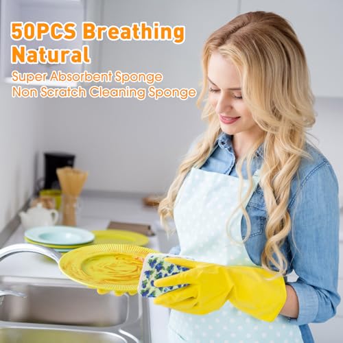 Maxdot 50 Counts Compressed Cellulose Sponges Bulk Fruits Pattern Natural Kitchen Compostable Non Scratch Dish Sponges for Washing Dishes,Cleaning Countertop Sink,Kids DIY - style: Fruit Style