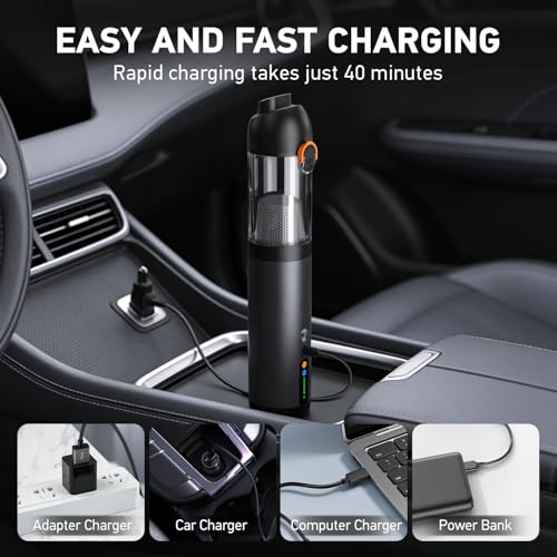 Car Vacuum Portable Cordless,18000Pa 4in1 Portable Handheld Cleaner Vacuum &Air Duster 2 Suction Modes Power Blowing&Inflating, Brushless Motor Vacuum with Multi Nozzles for Car,Keyboards, Office,Pet