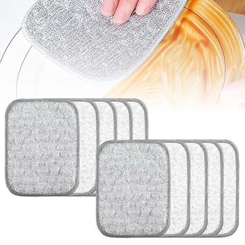 Fuiyuqa Multipurpose Wire Dishwashing Rags for Wet and Dry, Reusable Wire Miracle Cleaning Cloths, Round Wire Washing Cloth, Non Scratch Wire Dishcloth for Kitchen, Sinks, Pots, Pans (10PCS) - color: 10pcs
