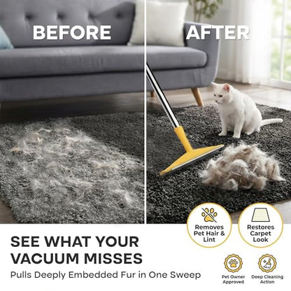 Carpet Rake for Pet Hair Removal – Reusable Cat & Dog Hair Remover Broom with Adjustable 60" Long Handle, Rug Rake Scraper for Carpet, Rugs, Mats, Upholstery & Couch Cleaning - color: Xtra