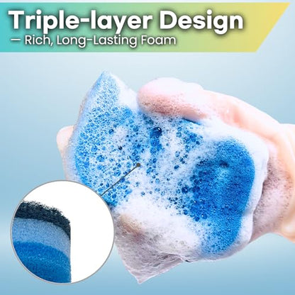 10 Pack Multipurpose Dual Sided Triple Layer Dish Sponges Kitchen | Boil Safe Scratch Free Odor Resistant Extra Durable | Flexible and Durable Design for Long Lasting Use (10, Whale) - style: whale - 10ct
