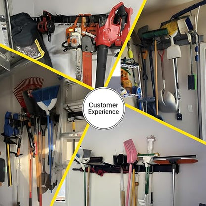 33" Garage Tool Organizer Wall Mount, 300lbs Tool Storage Organizer with Adjustable Sliding Hooks, Heavy Duty & Anti-Rust Garden Tools Storage Rack for Hanging Rake Broom/Mower/Snowboard - size: 33inch