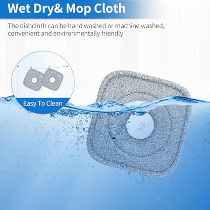 6Pcs Spin Mop Pads Compatible with Spin Mop and Bucket System True & Tidy True Clean Mop and Bucket System, 8.26X8.26 Size Spin Mop Replacement Pads