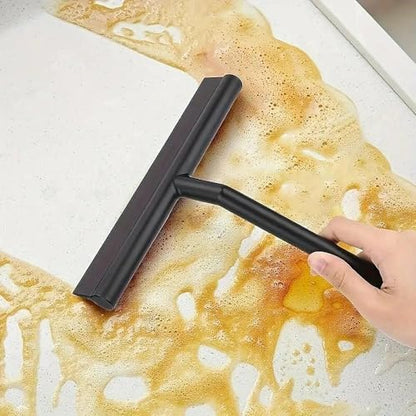 All-Purpose Stainless Steel Shower Squeegee for Bathroom, Kitchen, Shower, Floor Cleaning with Adhesive Hook Sturdy Handle, Professional Cleaners, Window Cleaning for Window Squeegee (Black) - color: Black