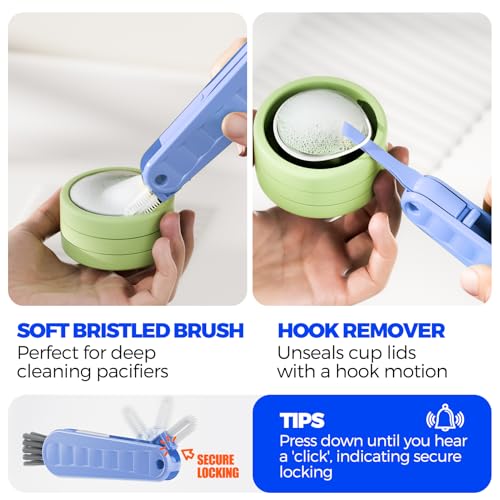 6 Pack Holikme 4 in 1 Cup Lid Cleaning Brush Set with 3 Straws, Multifunctional Bottle Brush, Silicone Cup Lid Gap Cleaner, Bristle Crevice Cleaning Brush, Blue - color: Blue