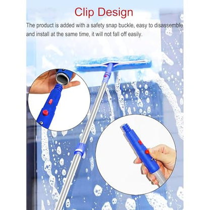 Commercial Professional Window Cleaning Tool, 3 in 1 High Window Washing Kit with Aluminum Pole & Fiber Duster, Window Cleaner Tools for Hard to Reach Outside/Housekeeping(12.3m/40.3ft) - size: 12.3m/40.3ft