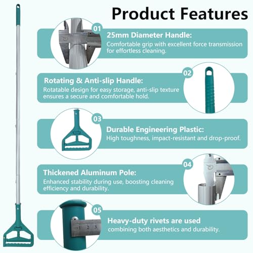 60 Inch Industrial Mop Handle Commercial mop Handle Heavy Duty Industrial mop Bucket mop Handles Heavy Duty Commercial mop Head Replacement and Handles mop Stick Replacement Mop Stick - color: Green