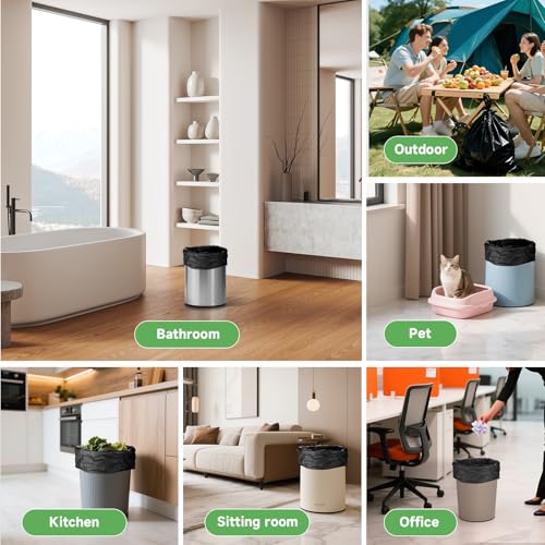 Small Trash Bags 1.2 Gallon - Unscented Mini Biodegradable Garbage Bag Clear Black Heavy Duty Leakproof Design 100 Count Wastebasket Liners for Office Desk, Bathroom, Bedroom, Car heihaily - style: Bio-1.2Gal-Black100