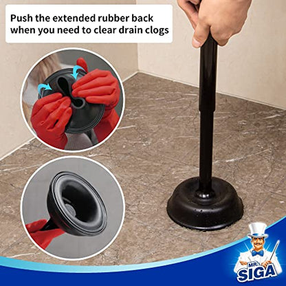 MR.SIGA Toilet Plunger with Holder, Heavy Duty Toilet Plunger and Holder Combo for Bathroom Cleaning, Black - color: Black