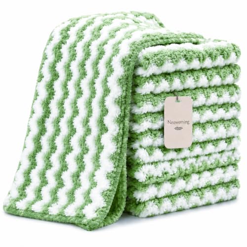 10 Pack Mircofiber Dish Cloths, Upgrade Kitchen Dish Rags, Reusable Cleaning Cloths, Kitchen Washcloths Towels, Lint Free/Absorbent/Nonstick Oil Kitchen Rags, 10''x10'' (Green) - color: Green, size: NEW 10 x 10 Inch - 10PCS