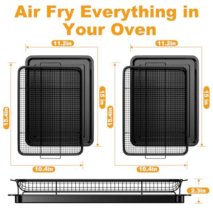 DONGULI Air Fryer Basket Oven - 2 Set Large Air Fryer Basket and Tray Stainless Steel Oven Air Fryer Rack Pan Accessories for Baking (L-2 Pack-Black-15.7"x11.8") - size: L-2 Pack Black-15.4"x11.2"15.4"x11.2"