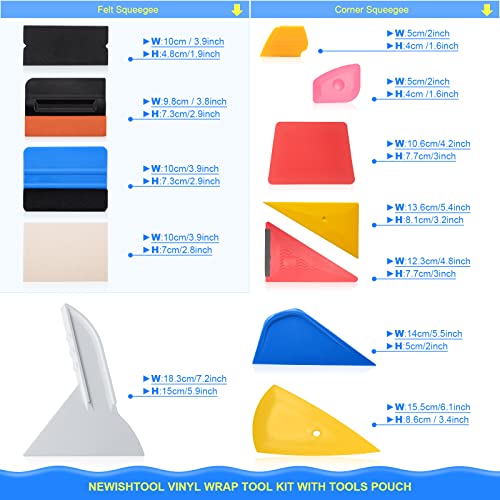 NEWISHTOOL Vinyl Wrap Tool Window Tint Film Application Kit Includes Wrap Tools Bag Wristband Pouch Vinyl Magnets PPF Squeegee for Car Wrapping, Auto Glass Film & Paint Protection Film Installing