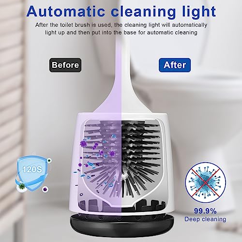 Electric Toilet Bowl Brush,Silicone Toilet Brush,Toilet Bowl Brush and Holder Set with Ventilated Holder,Toilet Brush, Floor Standing, Wall Mounted Without Drilling，Rechargeable 2packs - size: 2packs