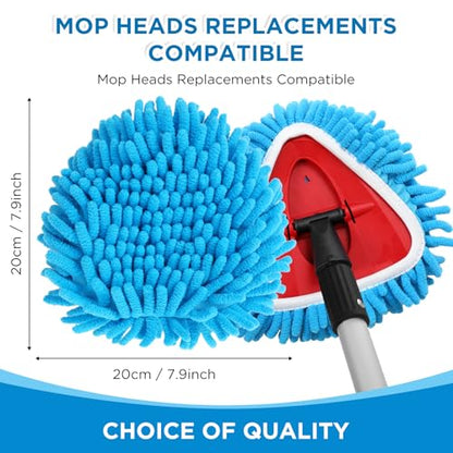 Baderke 3 Pack Chenille Mop Heads Replacements Compatible with 1 Tank System Chenille Duster Replacement Heads Microfiber Spin Mop Refill Pads Reusable Dust Refills for Floor Cleaning (Blue) - color: Blue