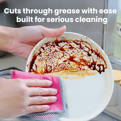 Multifunctional Non-Scratch Wire Dishcloth, 10PCS Double Layer Multipurpose Wire Dishwashing Rags for Wet and Dry, Dish Cloths for Washing Dishes, Stovetops, Kitchen Countertops with Ease - size: 10-PCS Multi-Function